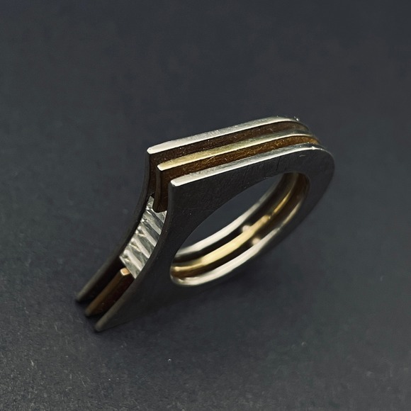 Vintage Sterling Silver Modernist Negative Space Ring Size 7.75 - Picture 5 of 11